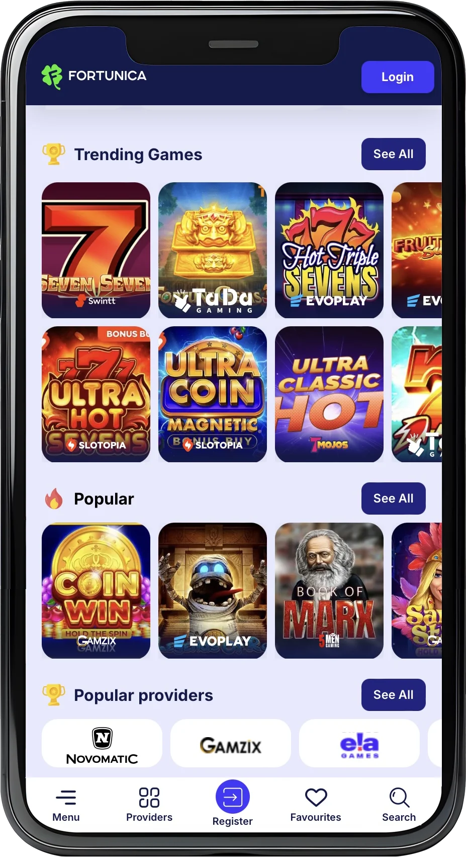 Juegos de Fortunica Casino